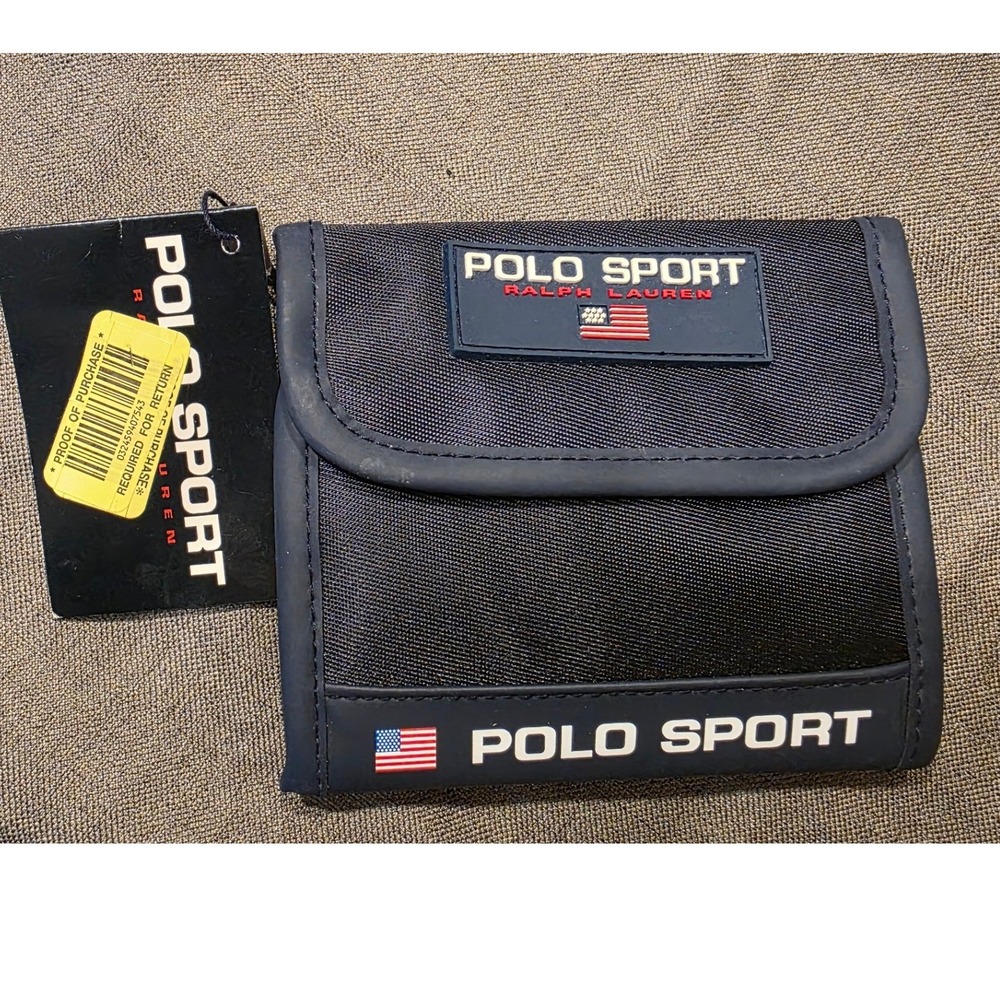 Vintage Y2K Polo Sport Ralph Lauren Blue Nylon Canvas Wallet NWT